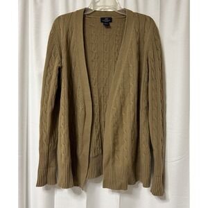Brooks Brothers 346 Cable Knit 100% Lambswool Cardigan Camel Size M No Belt